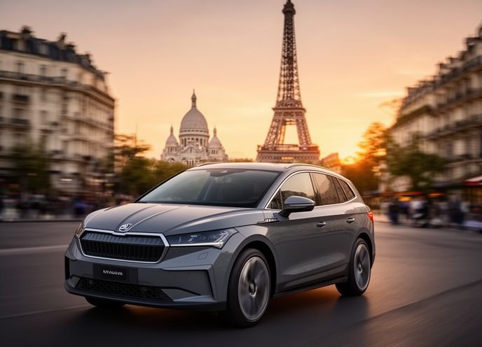 premium car in the streets of paris